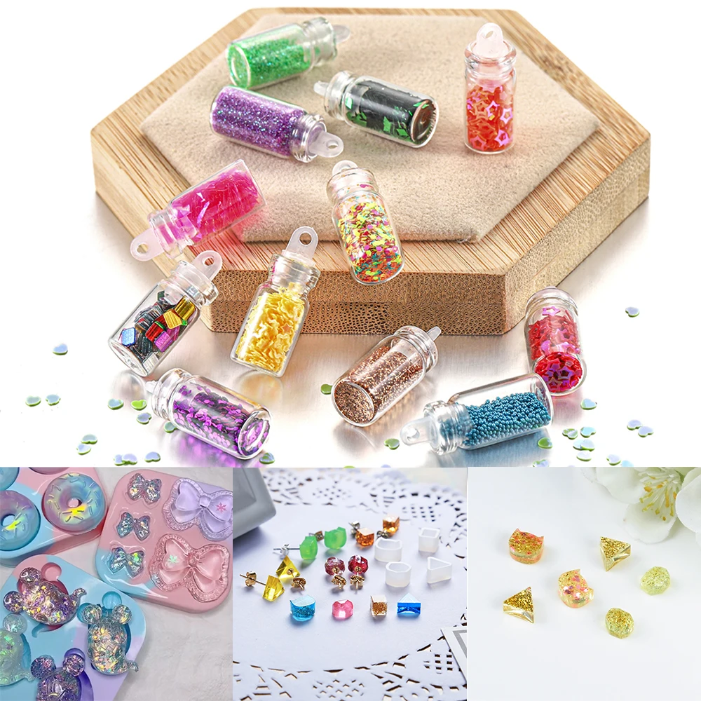 

12/24/48 Bottles/Set Nail Art Sequins Glitter Rhinestones Beads Heart Star Moon For DIY Jewelry Making Epoxy Resin Mold Filling