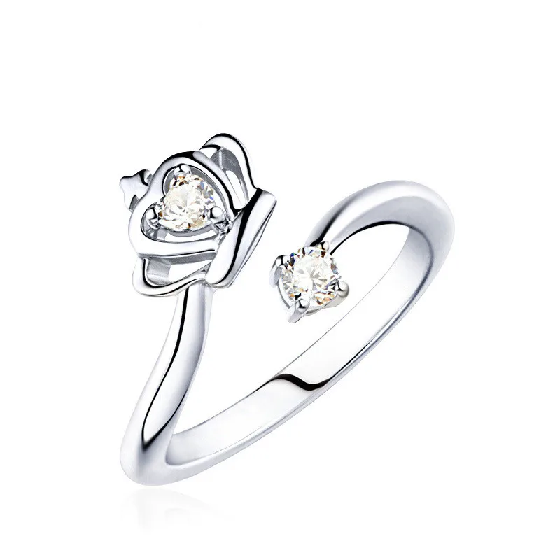 

925 sterling silver rings from Japan and South Korea, ladies' simple trinkets, micro-inlaid zircon rings and index finger rings