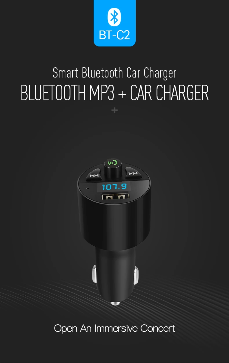 Автомобильный комплект с Bluetooth elistoop, fm-передатчик, MP3 плеер, USB 2.5A, быстрое зарядное устройство, дисплей напряжения, Micro SD TF, воспроизведение музыки