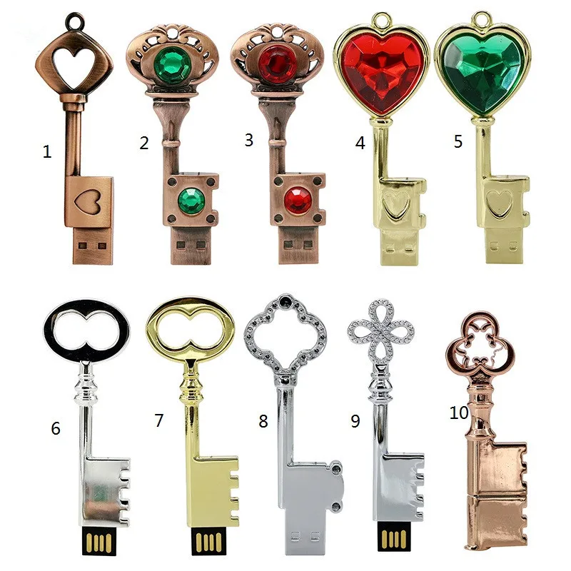 

KRY metal mini key flash memory 2.0 thumb drive 4GB 8GB 16GB 32GB 64GB creative crystal key high speed 2.0 flash stick