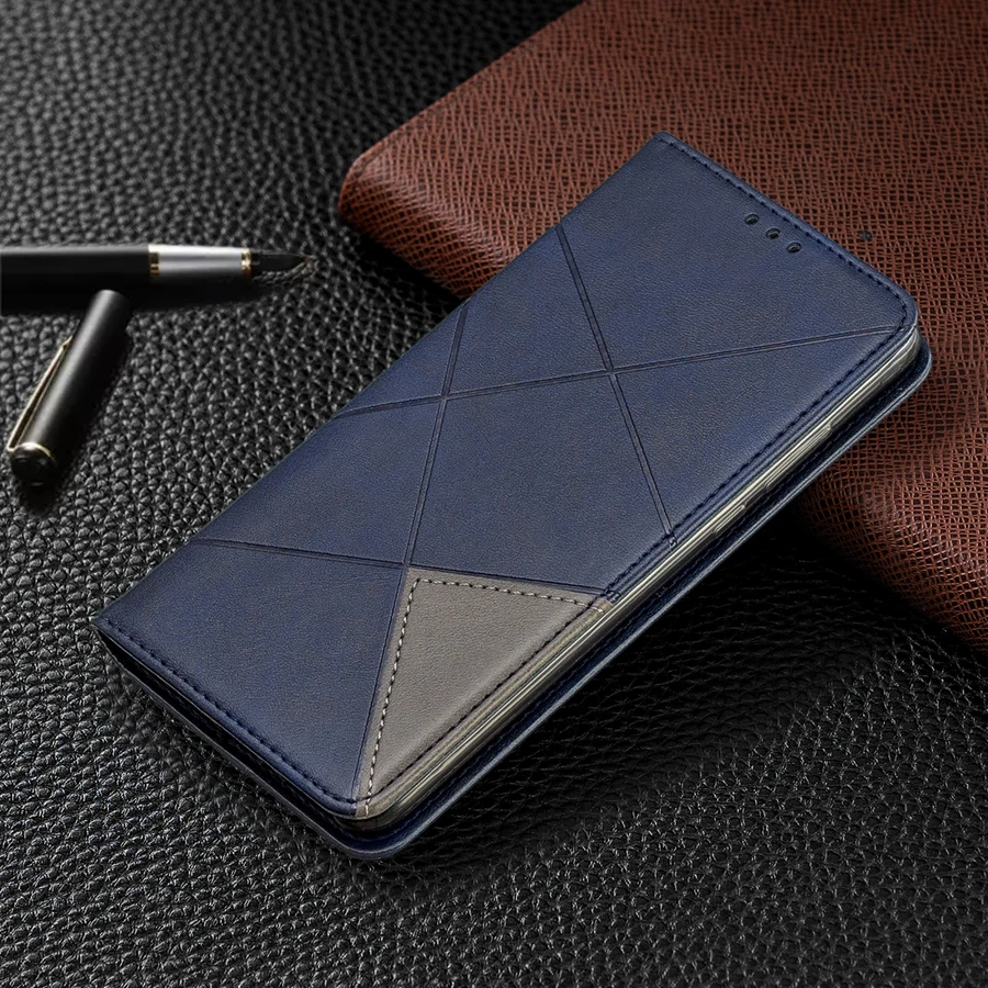 Diamond Dark Magnetic Leather Wallet Case For Huawei P50 Pro P40 Lite P30/P20 Lite/Pro P Smart 2021 Mate 30 Lite Y5P Y6P Y7P Y7A