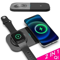 2 in 1 wireless charger for iphone 13 12 11 pro max for iwatch 5 4 3 for airpods pro fast charger 2 in 1 wireless charging pad