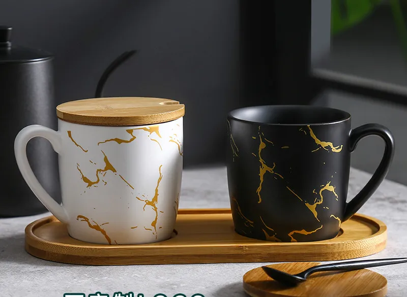 Черно-белая мраморная Золотая керамическая кофейная чашка в скандинавском стиле