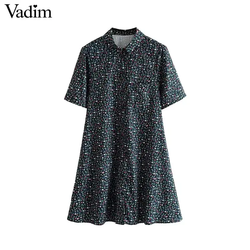 Vadim женское ретро-платье с цветочным принтом мини-платье карманами прямой стиль