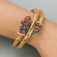 multilayer fashion coiled snake full rainbow crystals cz punk bangle bracelet girls jewelry for women party snake bracelets
