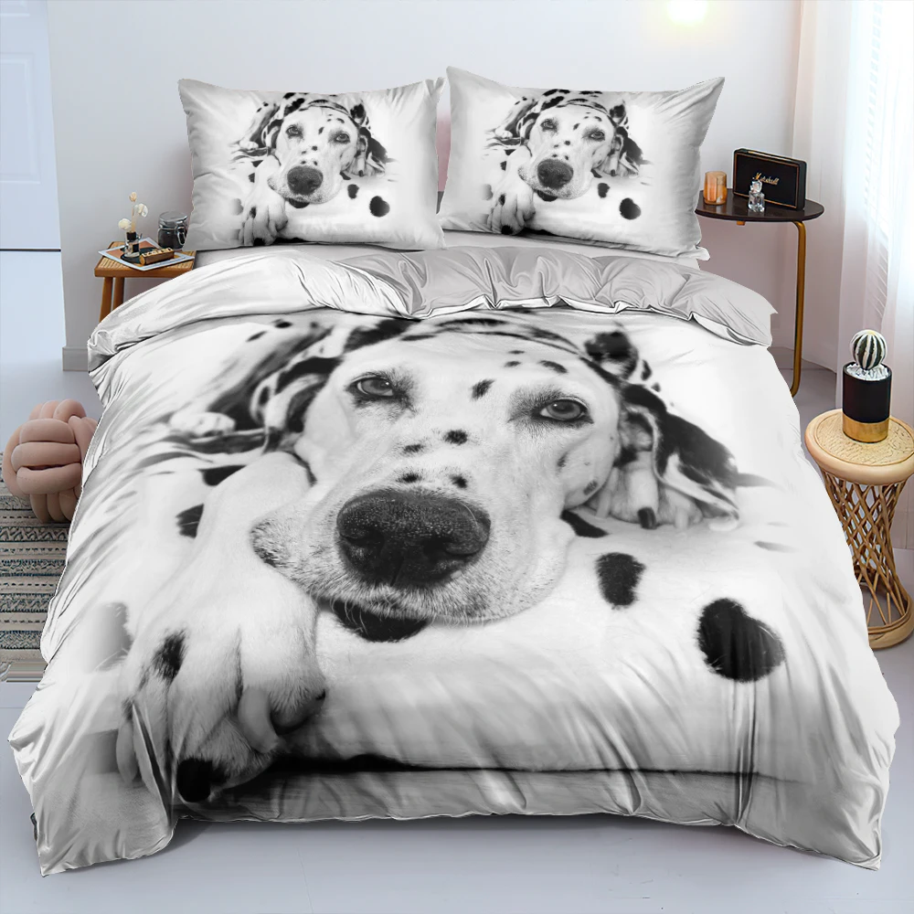 

3D Custom Bedding Sets Gray Duvet Cover Comforter Covers Set Pillowcovers Twin King Queen Double Single Size Pet Dog Bedclothes