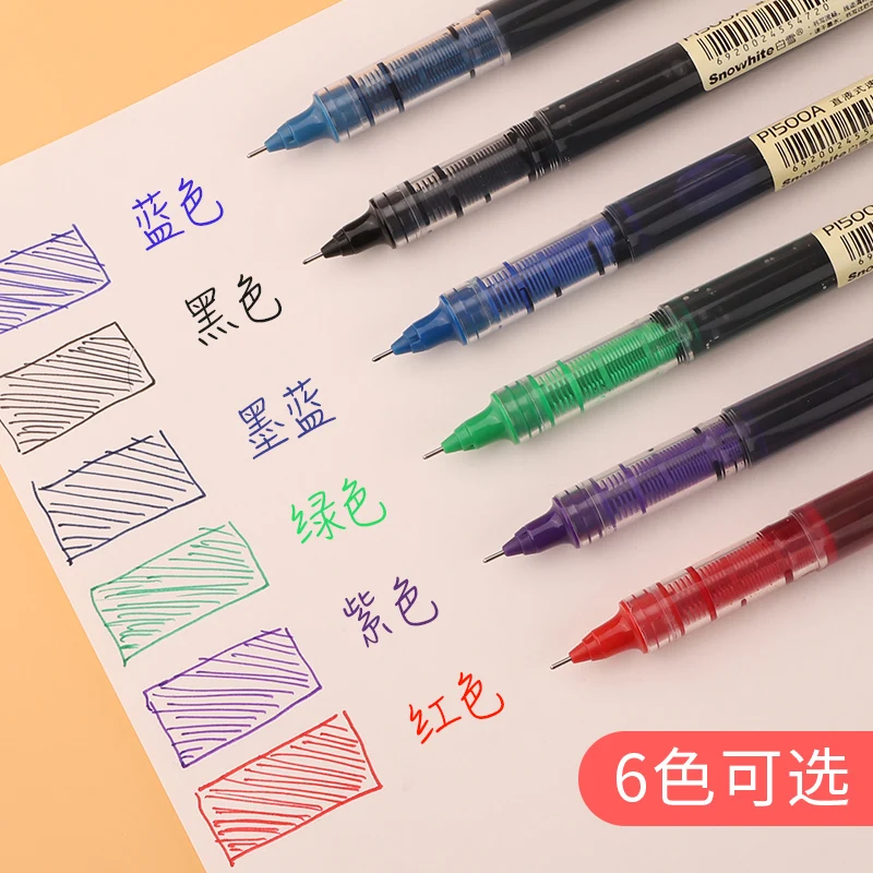 

12pcs Straight Liquid Quick-drying Rollerball Gel Pens P1500A High Capacity 6 Colors 0.5mm Needle Penpoint Writing Smooth