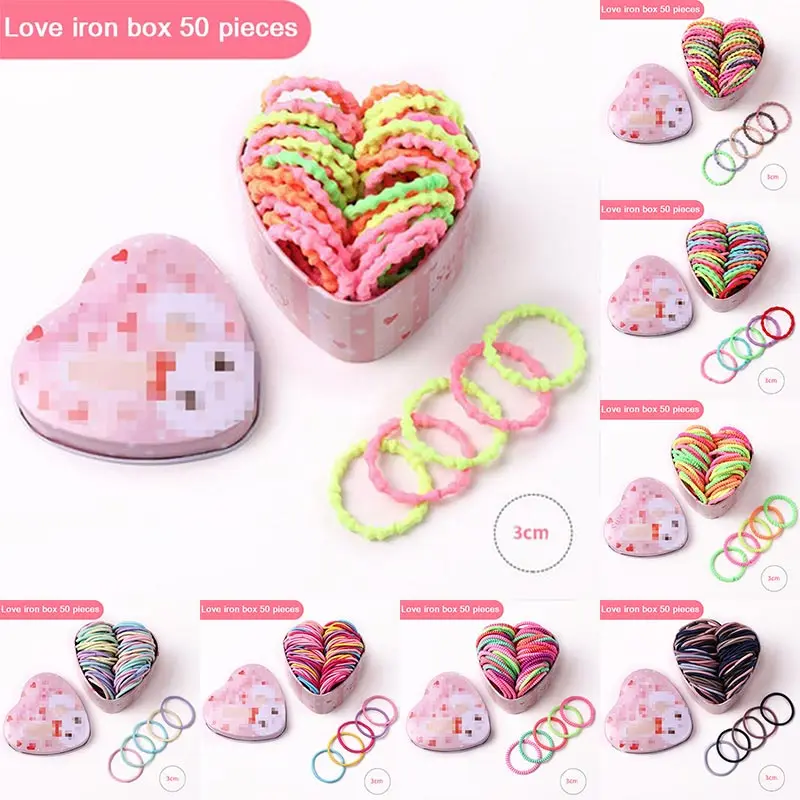 

100/50pcs/Bag Girls Cute Colorful Basic Elastic Hair Bands Ponytail Holder Children Scrunchie Rubber Band Kids Hair Accessories