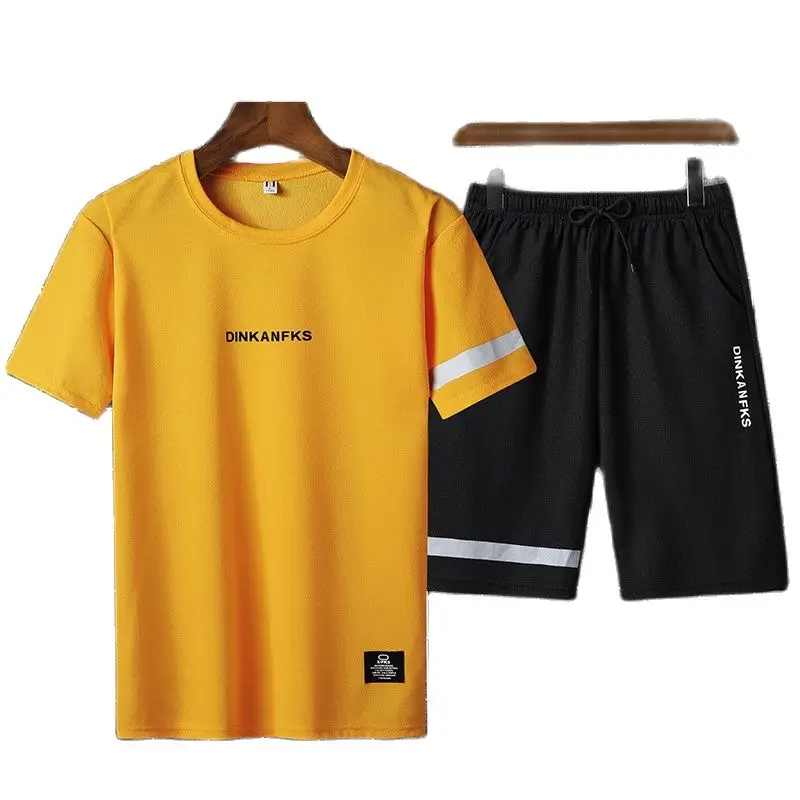 

2021 summer new men's leisure sports suit, fashion breathable, street trend youth short sleeve suit