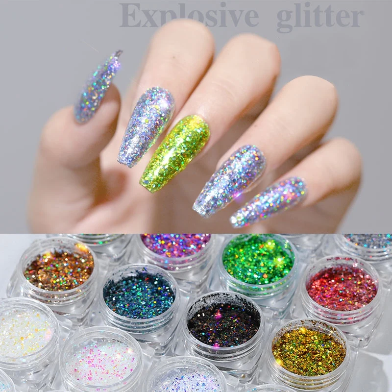12 Color Nail Glitter Powder Gradient for UV Gel Polish Nails Decorations Dipping Manicure Art Mixed Suit QX20 | Красота и здоровье