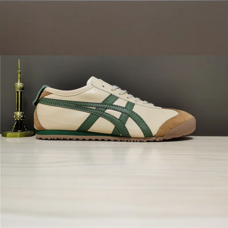 

Authentic THE ONITSUKA Men's/Women's Sports Shoes Outdoor Leather Upper Sneakers Beige/Brown/Green Color Size Eur 36-44