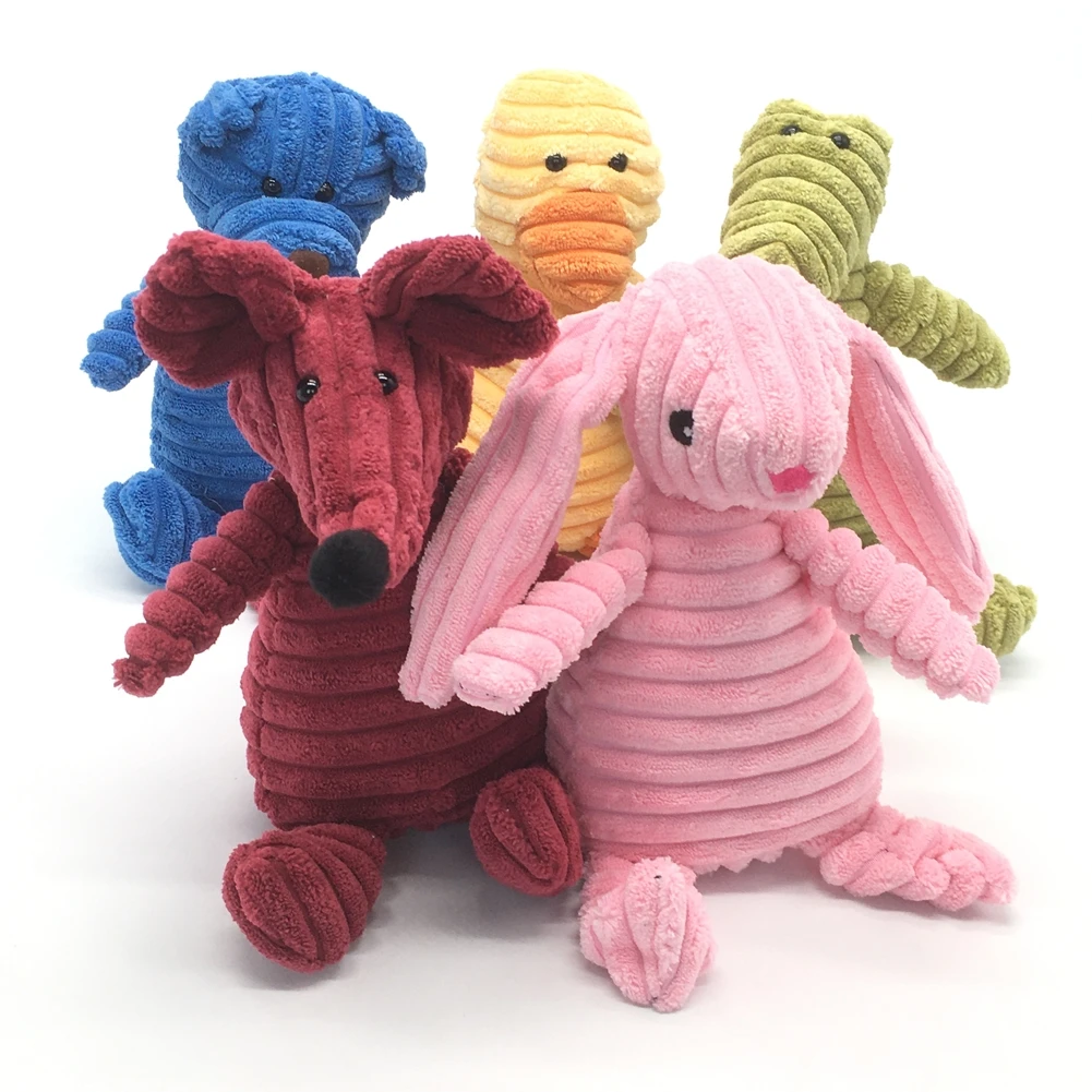 

Corduroy Dog Toys for Small Large Dogs Animal Shape Plush Pet Puppy Squeaky Chew Bite Resistant Toy Pets Accessories Supplies