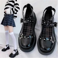 2021 japanese loli goth women shoes loli sweet lolita shoes platform thick heel cross bandage kawaii cosplay mary jane shoes