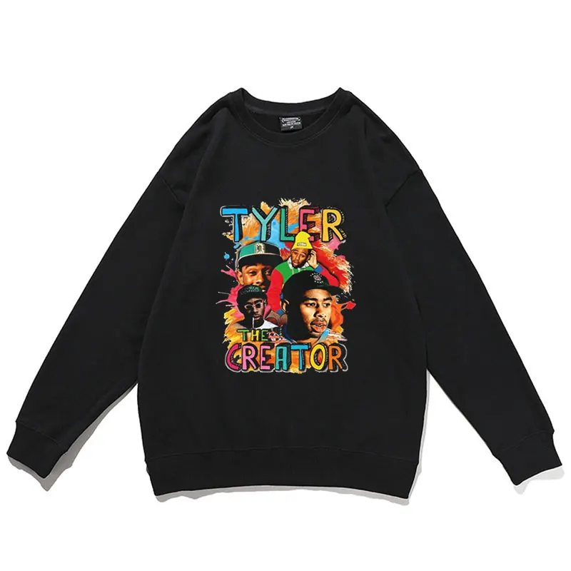 

Tyler The Creator Rapper Print Sweatshirt Men Women Anime Pullover Classic Loose Vintage Black Sweatshirts Mens Hip Hop Clothing