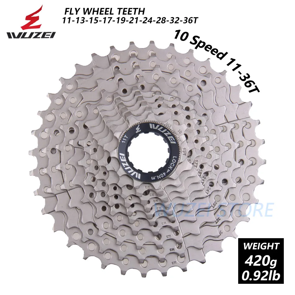 WUZEI 8 S/9 S/10 S/11 S/12 S кассета 32/36/40/42/46/50T Сталь mtb горный велосипед свободного хода Совместимость Shimano - Color: 10 Speed 11-36T