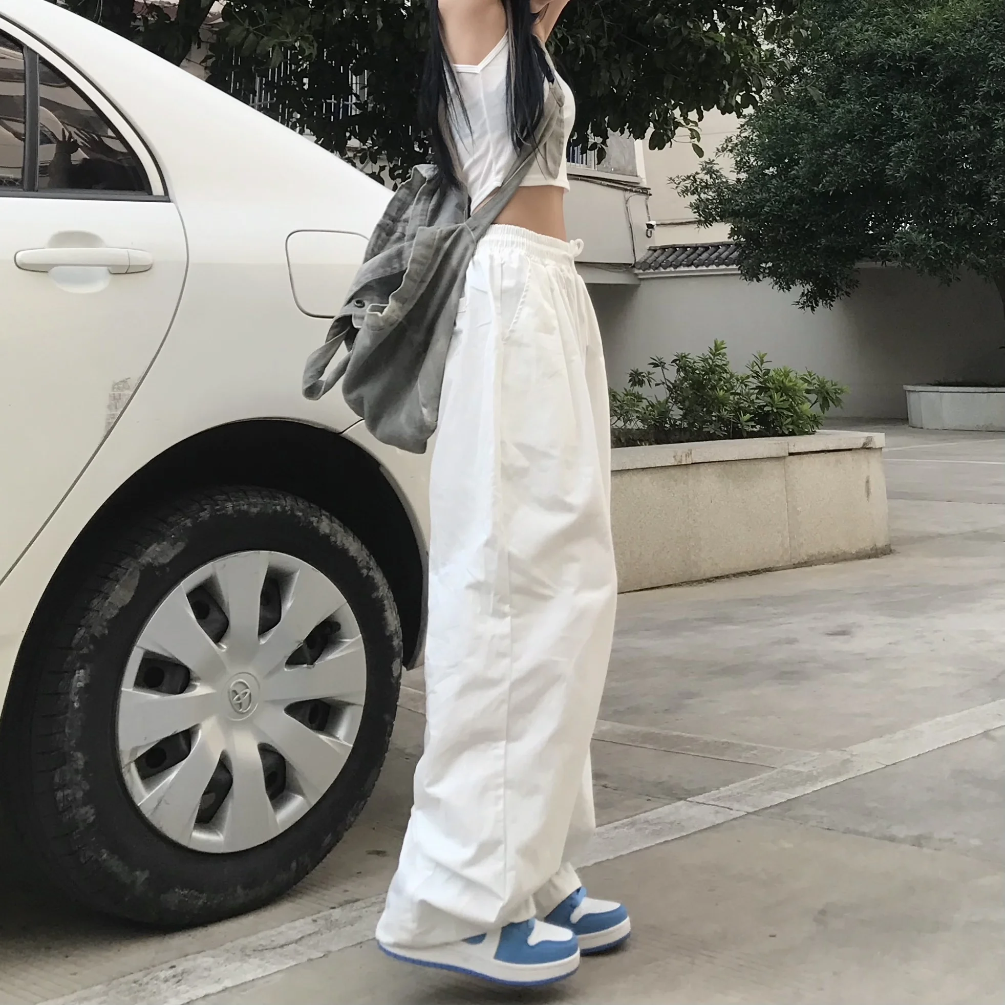 Свободные повседневные штаны для колледжа свободные и Белые Повседневные