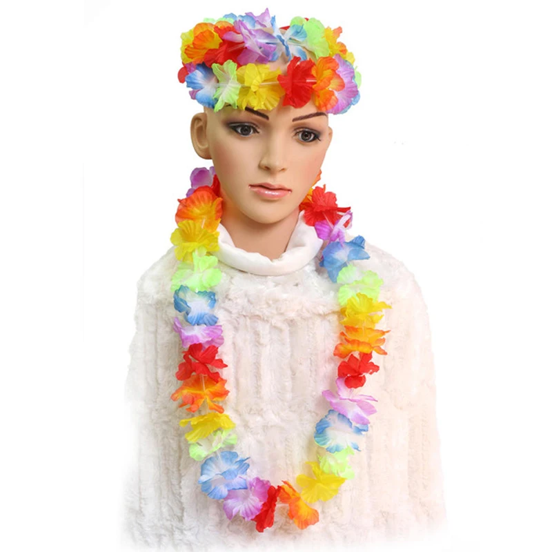 

-piece Hawaiian Flower Garland Necklace Artificial Flower Beach Fancy Dress Ball Wedding Festive Party Decoration