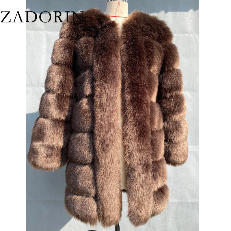 ZADORIN 2021 Winter New Long Furry Faux Fur Coat Jackets Women Thick Warm Fluffy Jacket Causal Party Overcoat Plus Size | Женская одежда