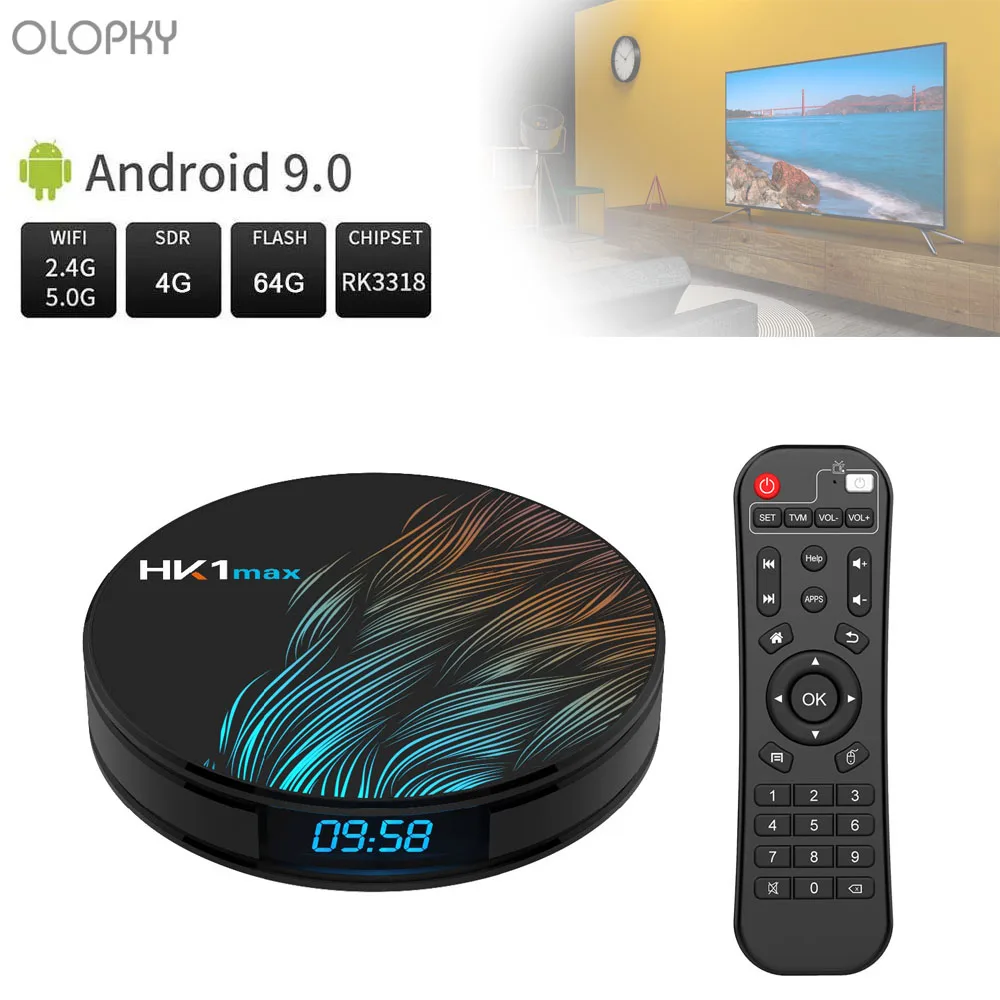 

New HK1 Max Android 9.0 Smart TV Box 4G 64G Quad Core 4K Wifi BT4.0 Google Play Store Netflix Youtube Set Top Box Media Player