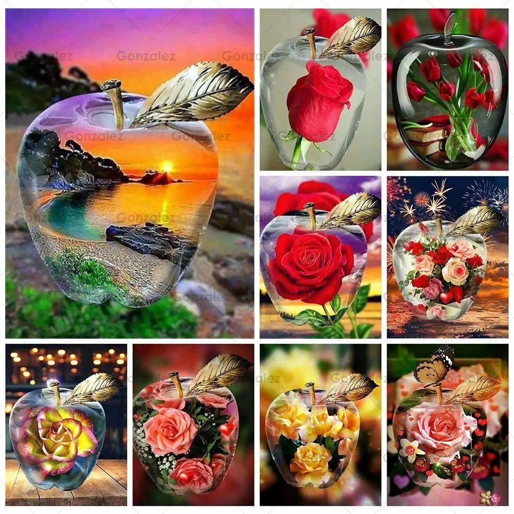 

Art Home Decoration Diamond Rose In Bottle Flowers Painting 5D Diy Full Drill Rhinestone Embroidery Mosaic Crafts Handmade Gifts