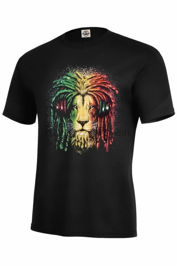 Черная музыкальная футболка DJ Jahman Lion Rasta | Мужская одежда