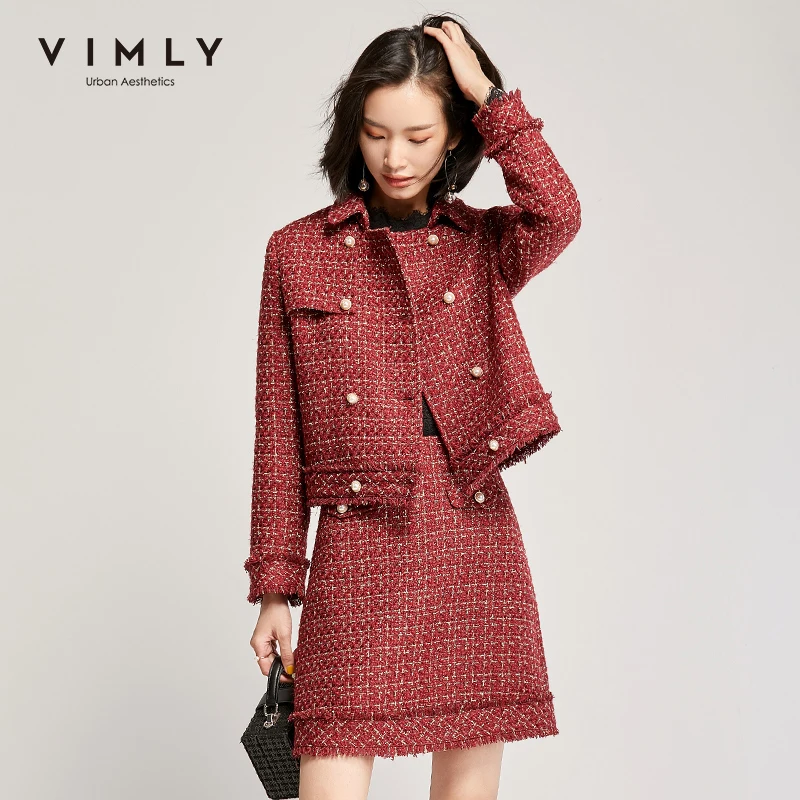 Женский твидовый костюм двойка блейзер с отложным воротником и мини юбка Офисная