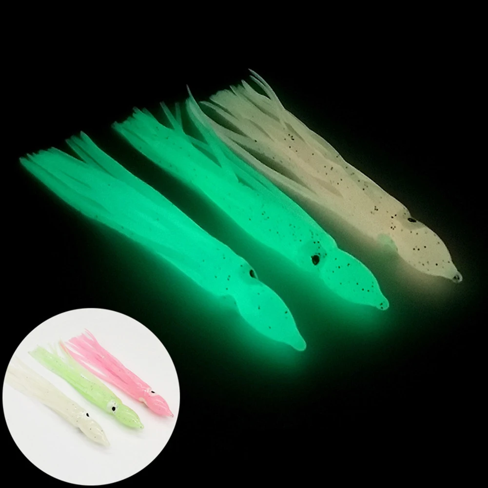 

5/10*Bionic Enchanting Skirt Soft Squid Bait 9/10/12cm High Quality Plastic Sea Fishing Trolling Silicone Luminous Octopus Bait