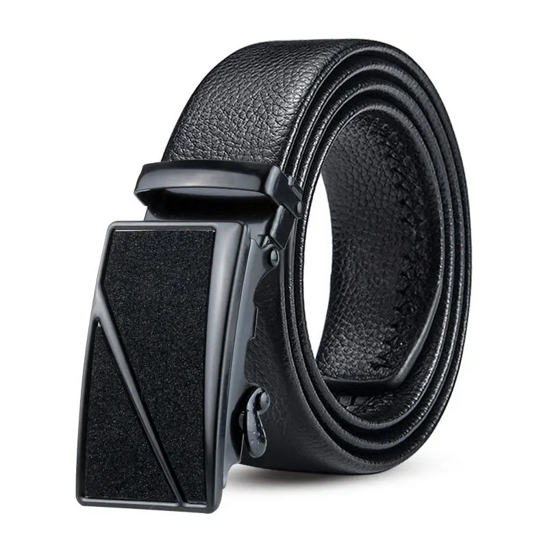 

Brand Fashion Automatic Buckle Black Genuine Leather Belt Men's Belts Cow Leather Belts for Men 3.5cm Width