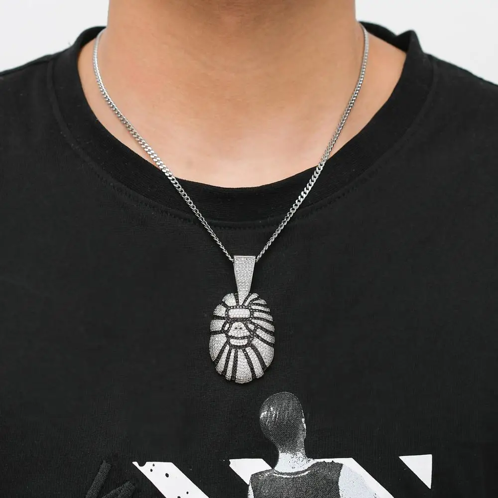 

MATHALLA Hip Hop Ice Out Cubic Zircon Great Ape Orangutan Pendant with CZ Tennis Chain Golden Silver Men's Hip Hop Jewelry Gift