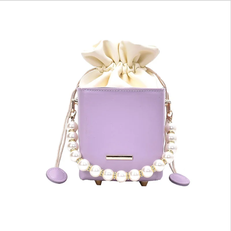 

2021 Box Shape PU Leather Crossbody Bags For Women Drawstring Sweet Shoulder Handbags Female Travel Summer Cross Body Bag