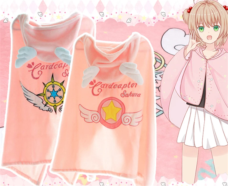 Новый милый розовый японский Cardcaptor Сакура Мультфильм Аниме плащ с капюшоном