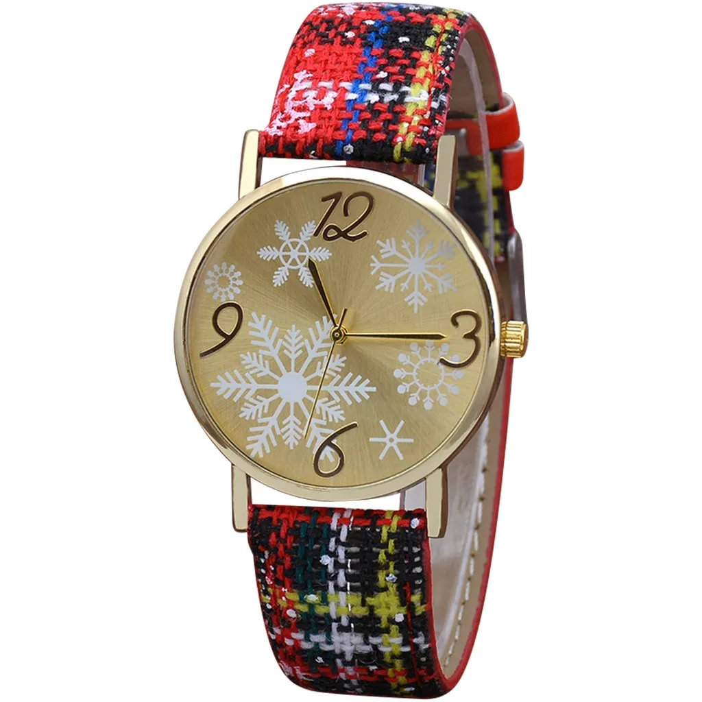 Christmas Women's Watch Simple Leather Snowflake Quartz Analog Vogue Wrist Watches Bracelet relogo feminino 11.20 | Наручные часы