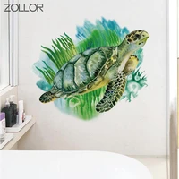 zollor ocean turtle diy wall sticker watercolor ins style children room nursery vinyl art wall parlor window wall decoration
