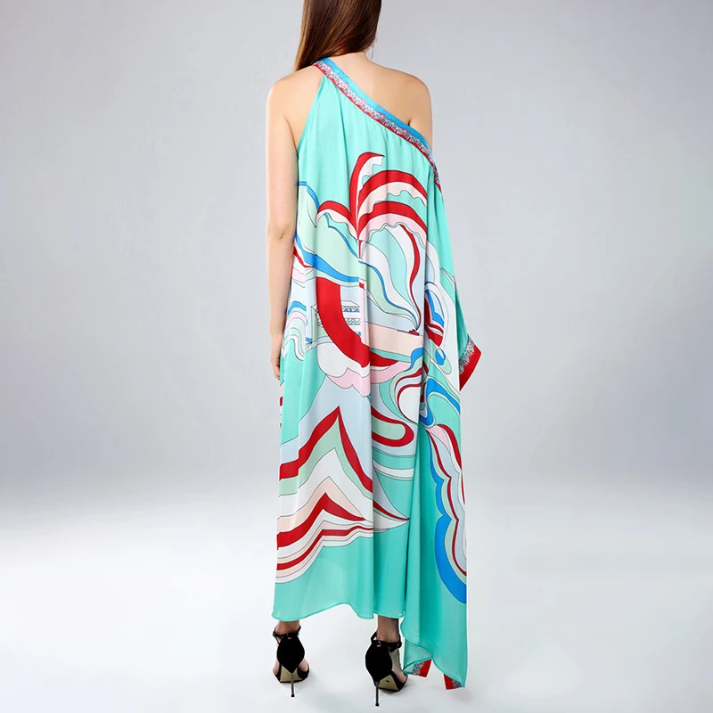 Женское платье CHICEVER летнее с ассиметричным воротником рукавом летучая мышь