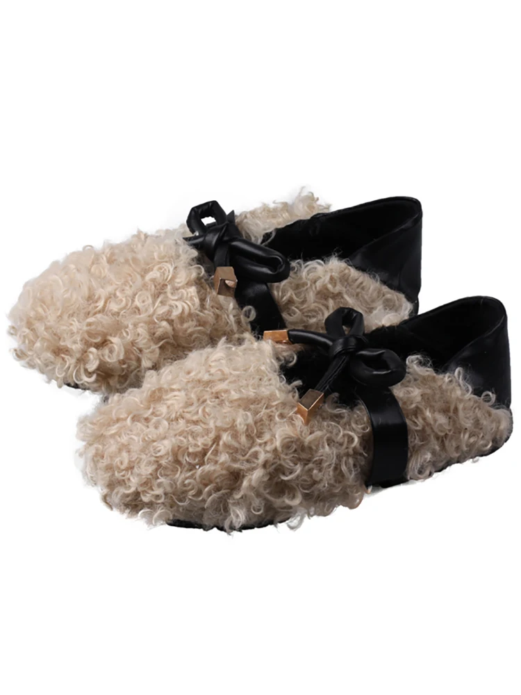 

Round Toe Women Female Shoes All-Match Loafers Fur Modis Casual Sneaker Shallow Mouth Autumn Dress 2021 Moccasin New Winter
