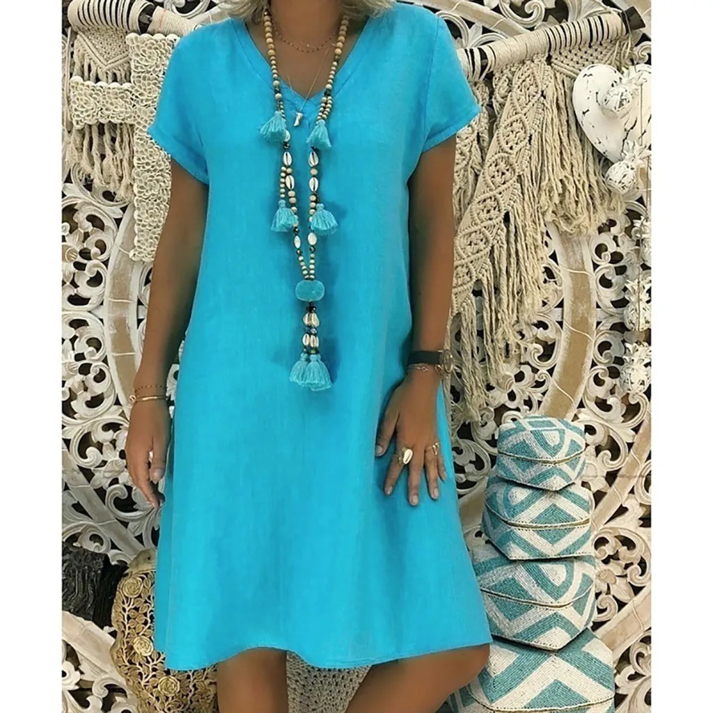 Womail летнее пляжное платье для женщин глубокий отворот длинный рукав змеиный