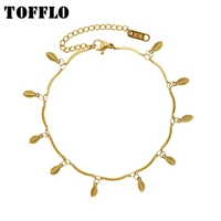 tofflo stainless steel jewelry leaf anklet fashion pendant beach anklet decorations bss112