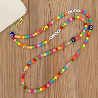 miiqnus phone charm beaded chains evil eye pendants for mobile strap clay necklace telephone jewelry long neck chain lanyard