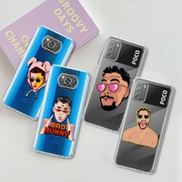 rapper bad bunny transparent silicone case for xiaomi mi poco x3 nfc m3 10t pro f3 gt f1 x2 f2 11 lite 9t note 10 phone cover