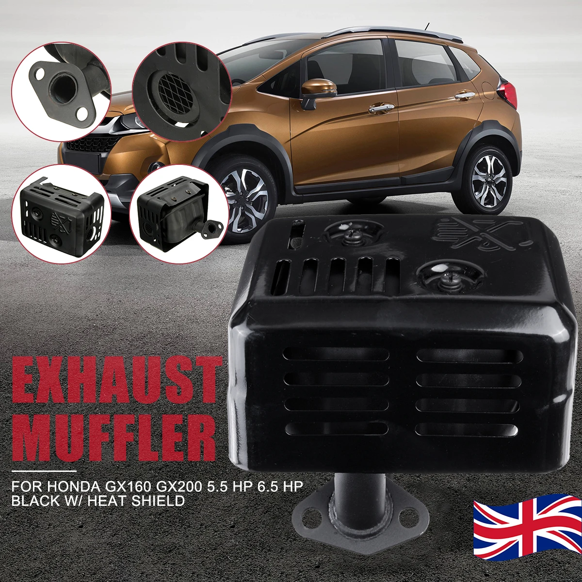 Глушитель выхлопной системы с тепловым экраном для Honda GX120 GX160 GX200 5 HP 6 монтажная