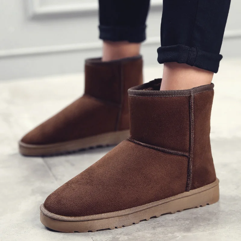 Мужские высокие зимние теплые Брендовые мужские ботинки обувь на плоской