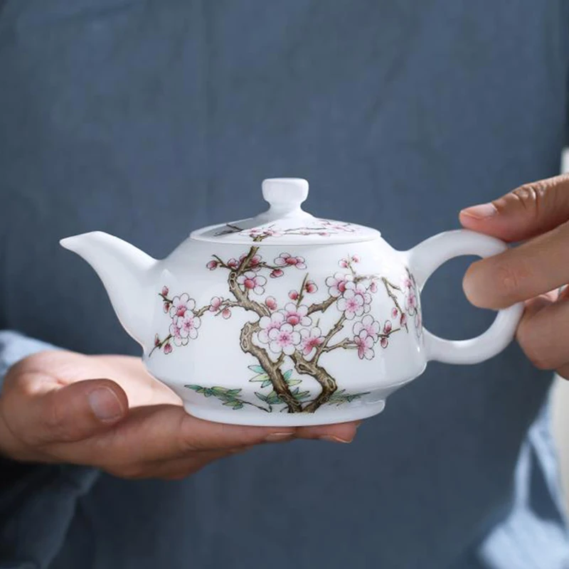 

Jingdezhen Hand Painted Teapot Pink Plum Blossom Pot Chinese Kung Fu Teaware Ceramic Filter Kettle Coffee Kettles Crafts As Gift