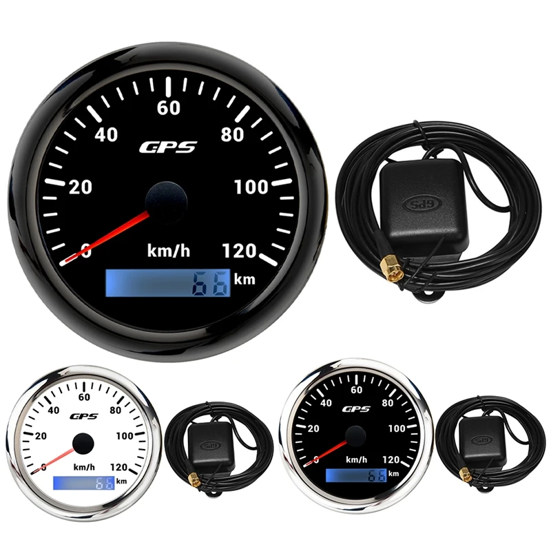 

85MM GPS Marine Speedometer 0-120KM/H Speedometer 7-Color Backlight Digital Odometer for Yachts Boats
