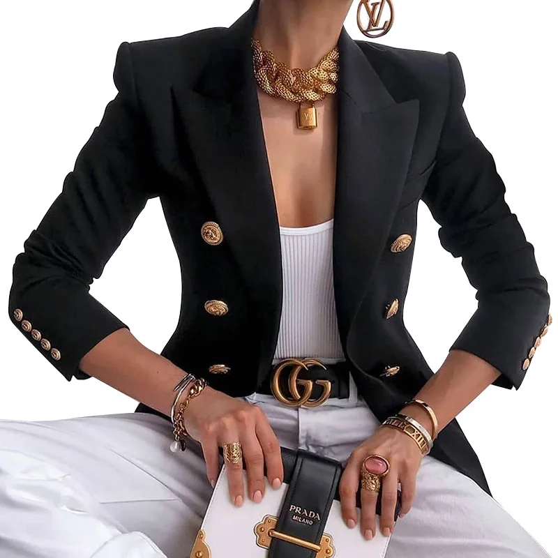 

European and American women's clothing new solid color fashion casual suit short coat