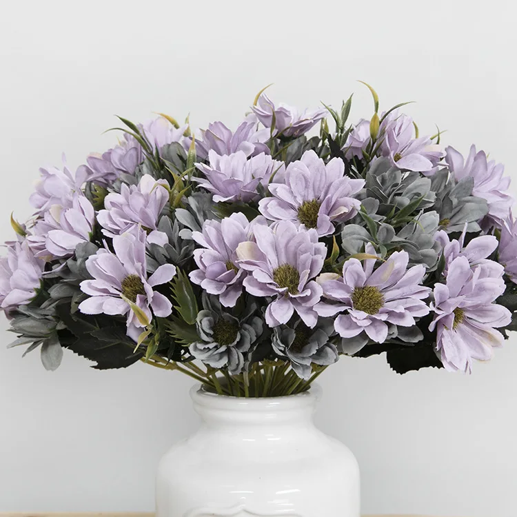

Handmade European-style simulation flower oil painting daisy bouquet azalea white purple wedding office decoration flower