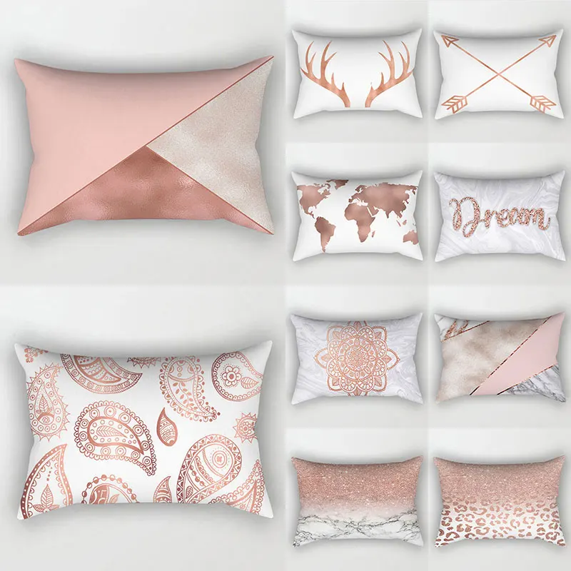 

Rose Gold Pink Cushion Cover Waist Pillow case 30cm*50cm sofa pillow Nordic Style Home Decoration housse de coussin #93/9