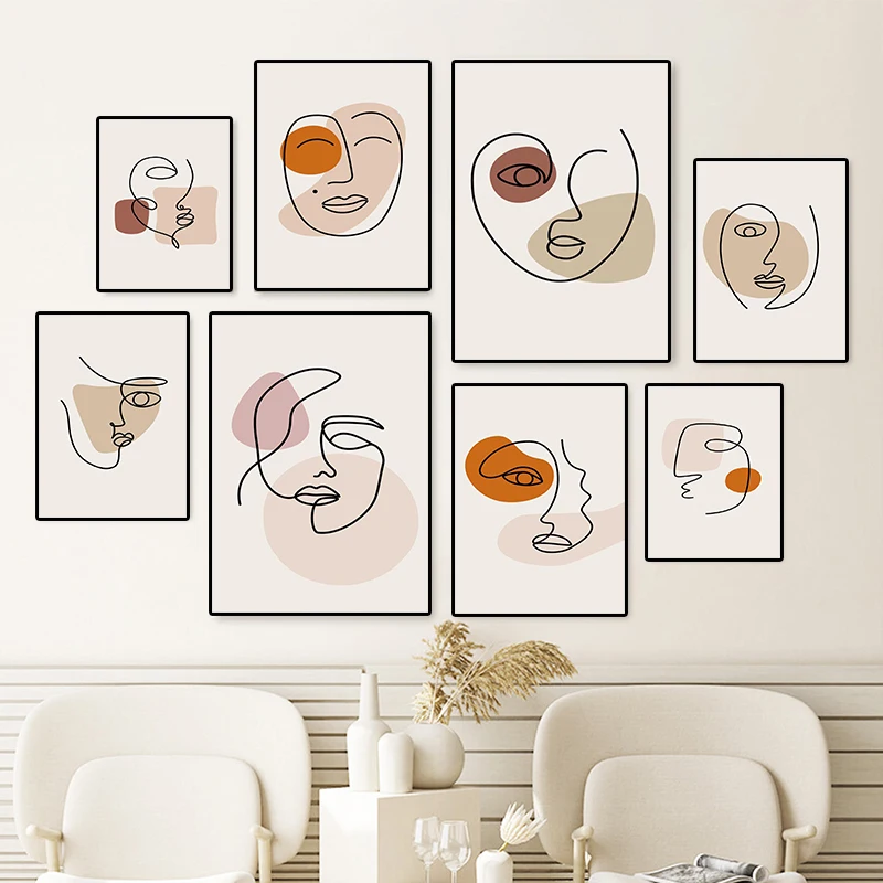 

Nordic Abstract Wall Art Minimalist Lines Face Poster and Prints Matisse Canvas Painting Living Room Corridor Home Decoration