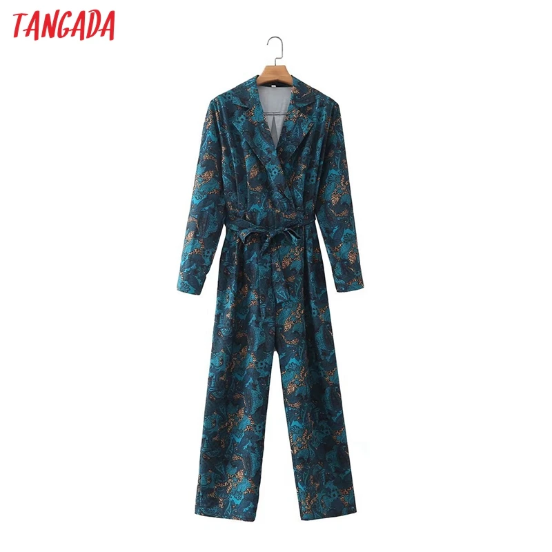 

Женский леопардовый комбинезон с длинным рукавом и карманами