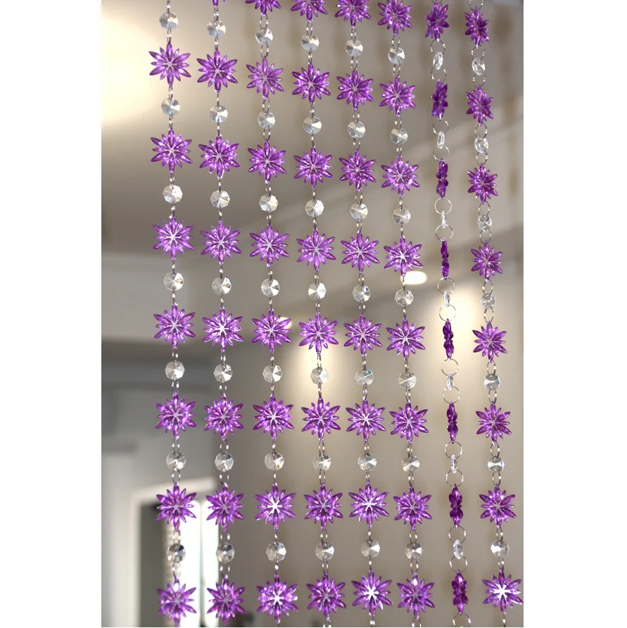 Декоративные шторы с бусинами фиолетовые акриловые цветами для дома свадебных