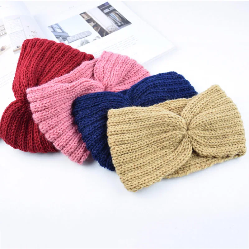 

Трикотажные повязки уха зима теплее ручной работы с повязкой на голову-чалмой крючком крест милые Тюрбан повязка на голову одежда для купан...